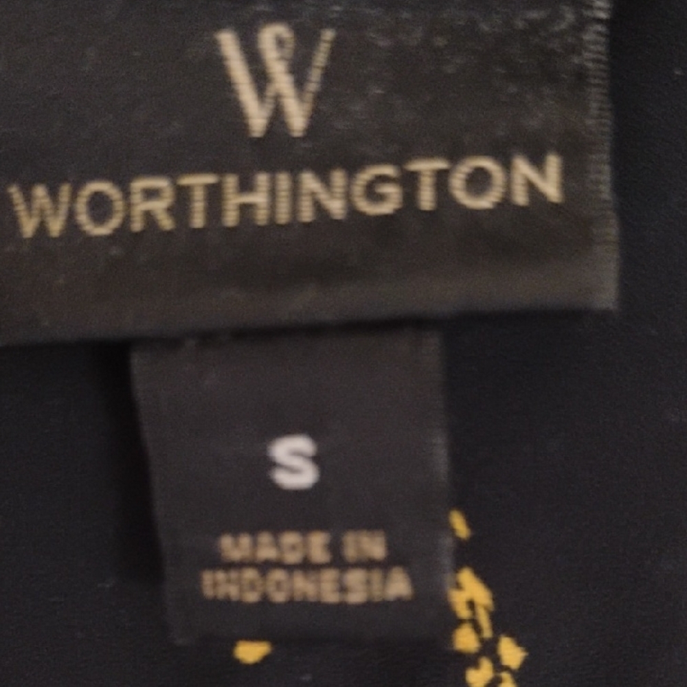 Worthington Elegant Black Top with Gold Details Size Small - Picture 2 of 5